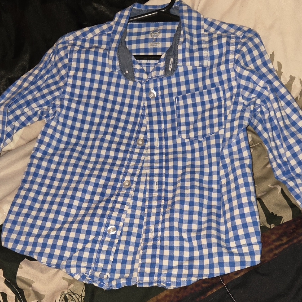 Wonder Nation Blue and White Checkered Men's Shirt